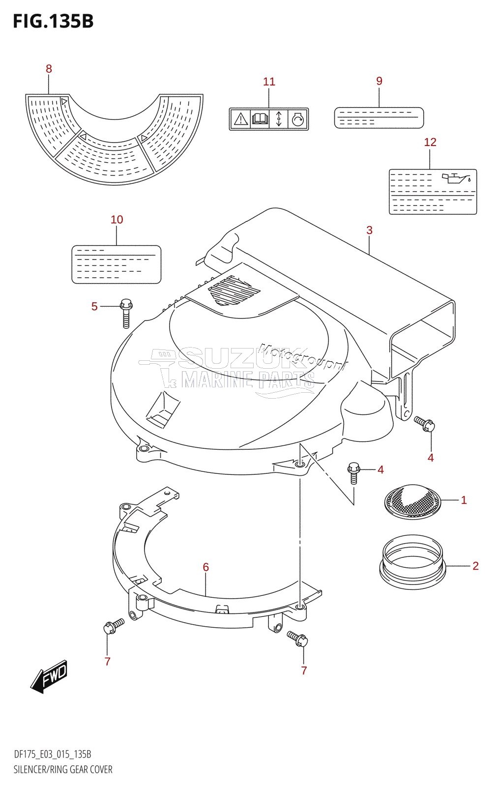 SILENCER /​ RING GEAR COVER (DF150TG:E03)