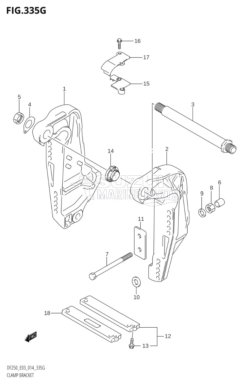 CLAMP BRACKET (DF200T:E03:L-TRANSOM)