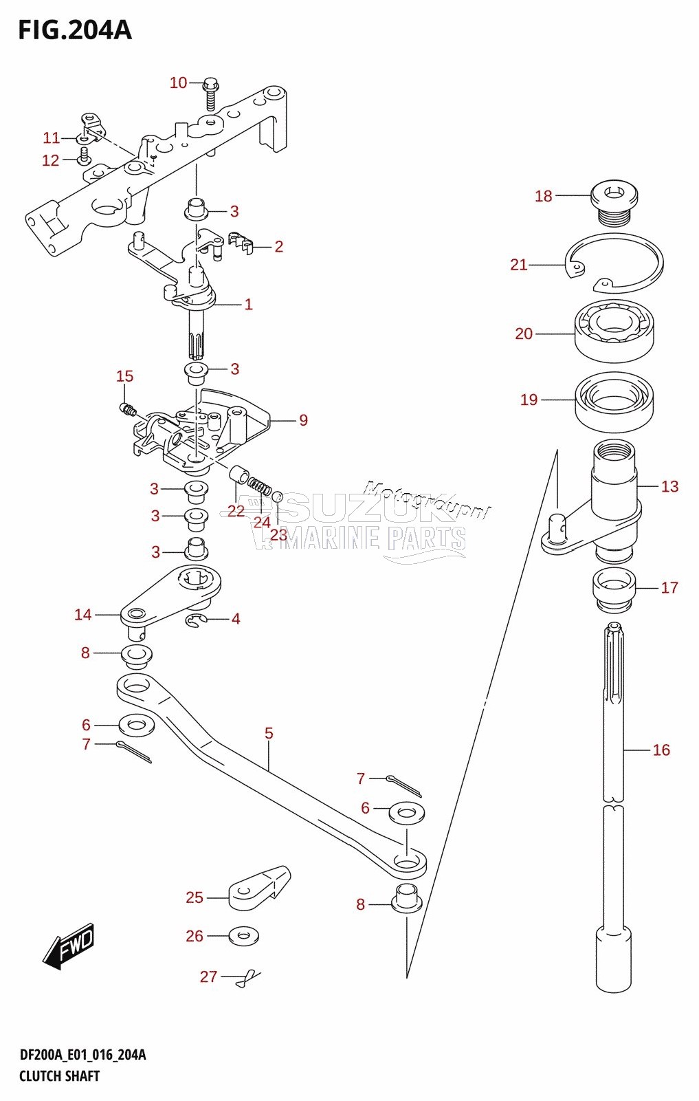 CLUTCH SHAFT (DF200AT:E01)