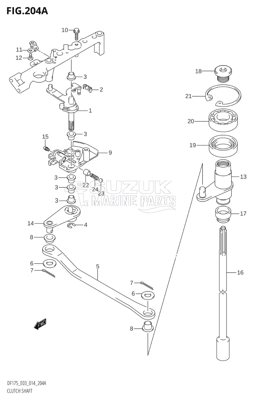 CLUTCH SHAFT (DF150T:E03)