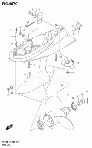 DF140BT From 14005F-440001 (E11 - E40)  2024 drawing GEAR CASE ((DF140BT,DF115BT):E40)