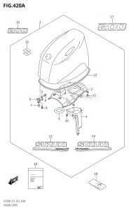 DF150AZ From 15003Z-240001 (E11 E40)  2022 drawing ENGINE COVER ((DF200AT,DF200AZ):020)