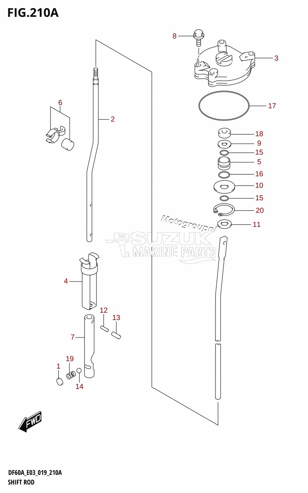 SHIFT ROD (DF50AVT,DF60AVT)