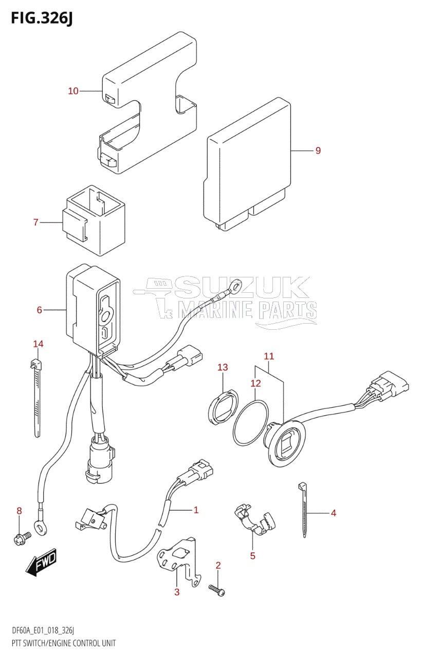 PTT SWITCH / ENGINE CONTROL UNIT (DF50AVT:E01,DF50AVTH:E01)