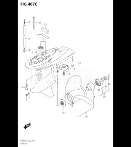 10004F-240001 (2022) 100hp E01 E40-Gen. Export 1 - Costa Rica (DF100BT  DF140Z) DF100B drawing GEAR CASE ((DF70ATH,DF90ATH):E01:020)