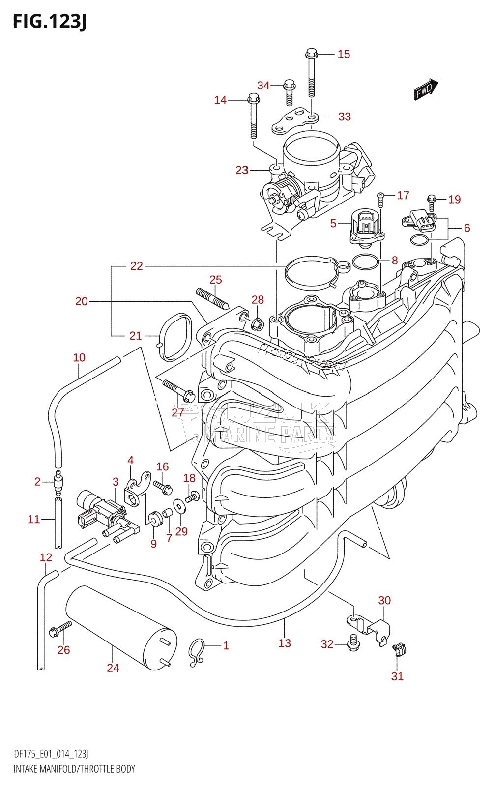 INTAKE MANIFOLD /​ THROTTLE BODY (DF175T:E01)