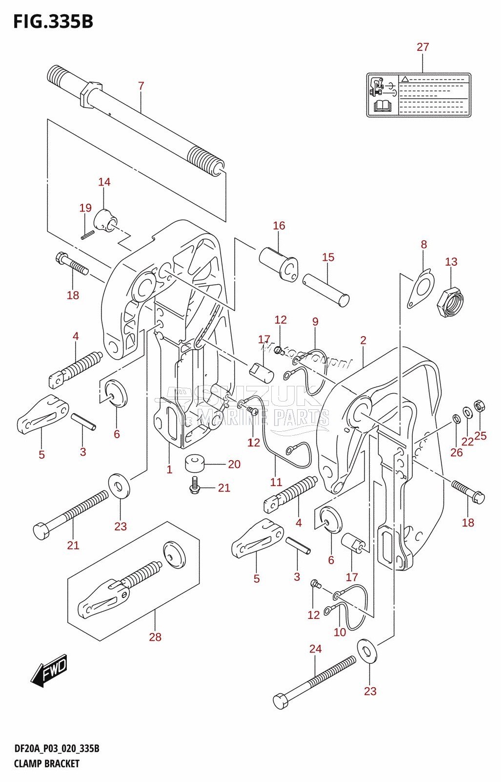 CLAMP BRACKET (DF9.9BT,DF9.9BTH,DF15ATH,DF20AT,DF20ATH)