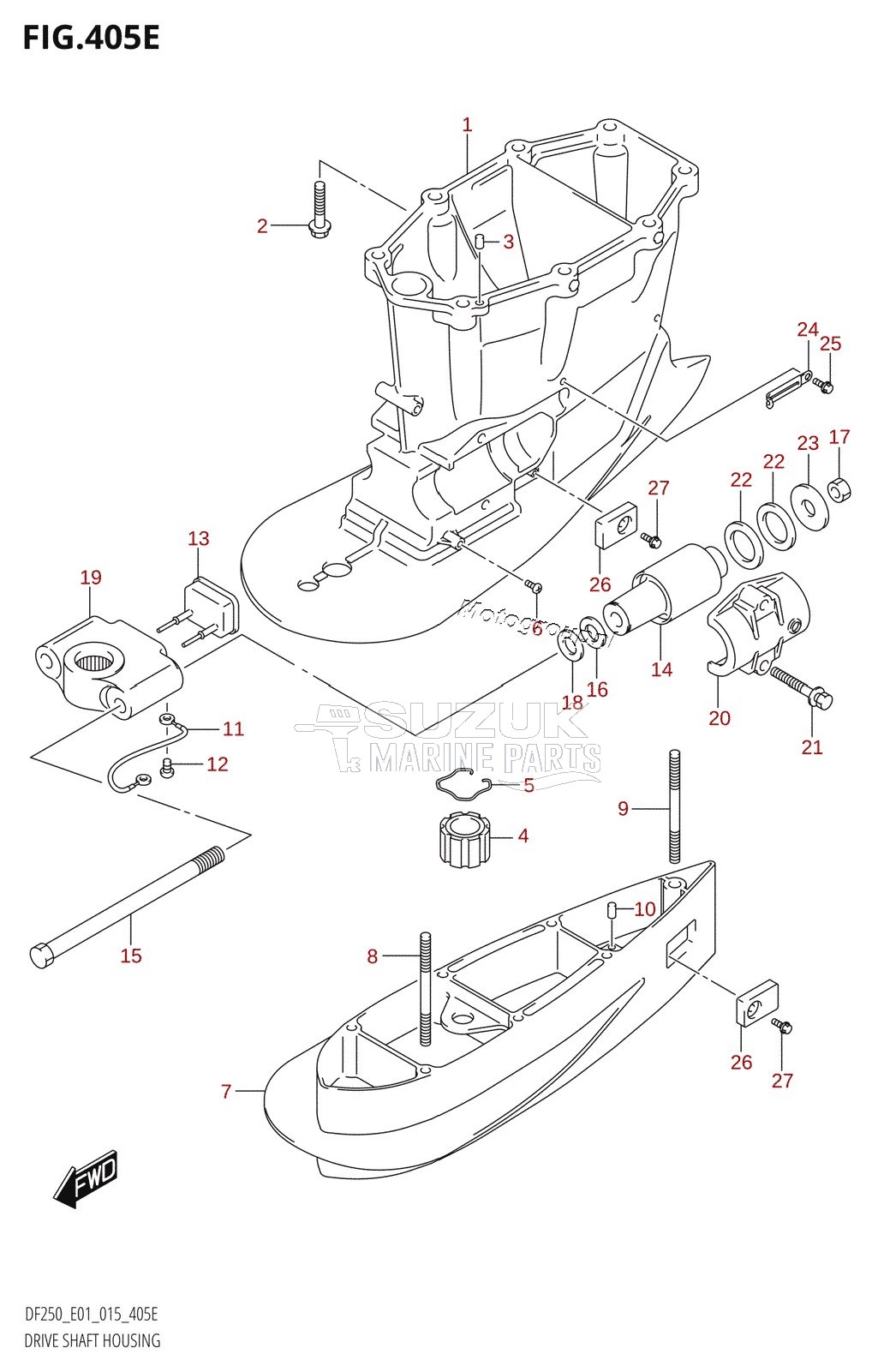 DRIVE SHAFT HOUSING (DF225T:E01:(X-TRANSOM,XX-TRANSOM))