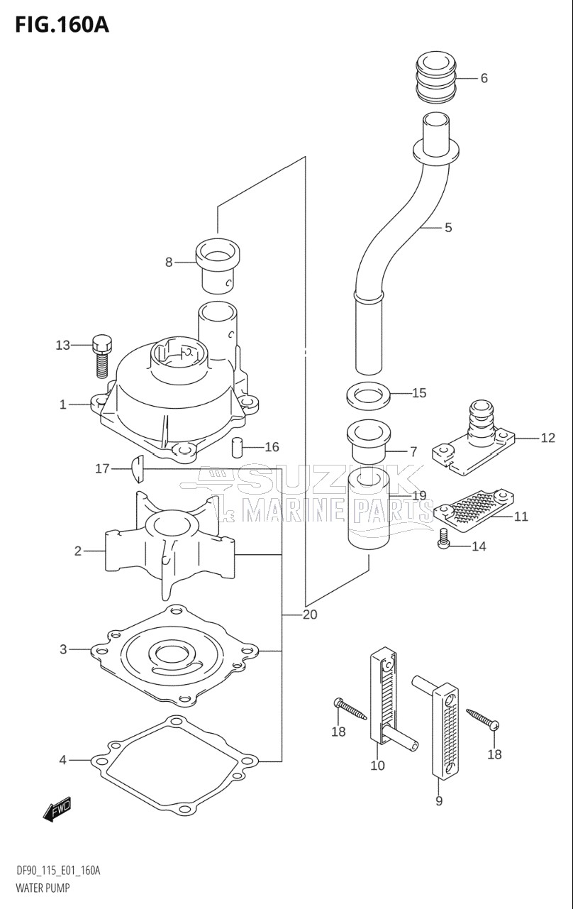 WATER PUMP ((DF90T,DF115T):(K1,K2,K3,K4,K5,K6))