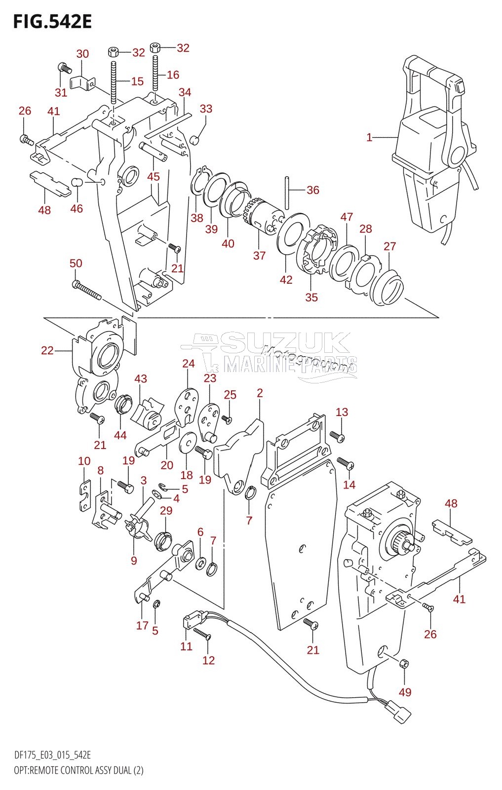 OPT:REMOTE CONTROL ASSY DUAL (2) (DF150ST:E03)