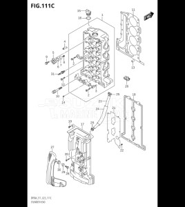 09003F-140001 (2021) 90hp E11 E40-Gen. Export 1-and 2 (DF90ATH    DF90AWQH  DF90AWQH   DF90AWQH    DF90AWQH) DF90A drawing CYLINDER HEAD (DF90AWQH,DF100B)