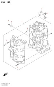 06002F-240001 (2022) 60hp E01 E40 E11-Gen. Export - Costa Rica (DF60AQH  DF60AQH  DF60AT  DF60AT  DF60ATH  DF60ATH) DF60A drawing CYLINDER BLOCK (022,023)