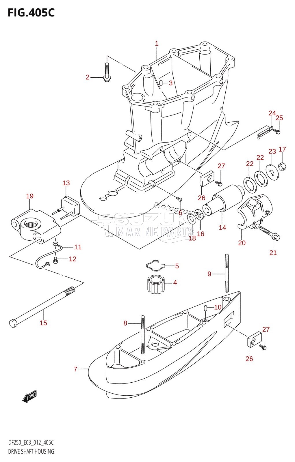 DRIVE SHAFT HOUSING (DF225T:E03:(X-TRANSOM,XX-TRANSOM))