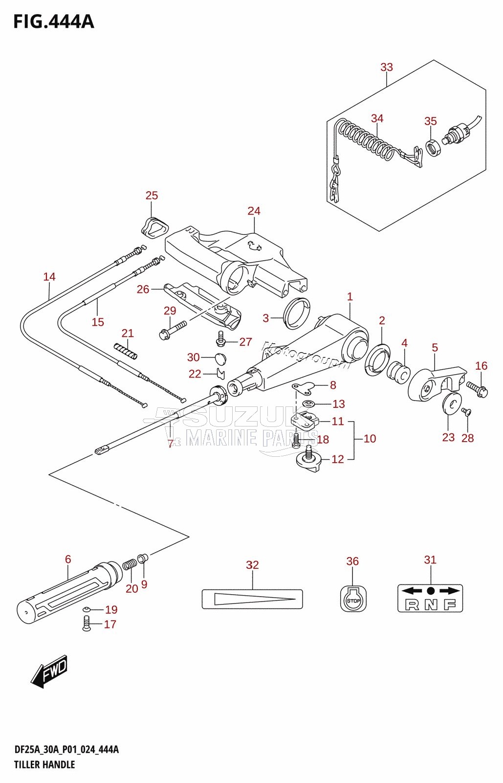 TILLER HANDLE (DF25A,DF30AQ)