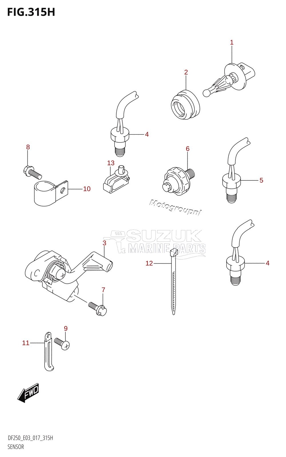 SENSOR (DF250ST:E03:X-TRANSOM)