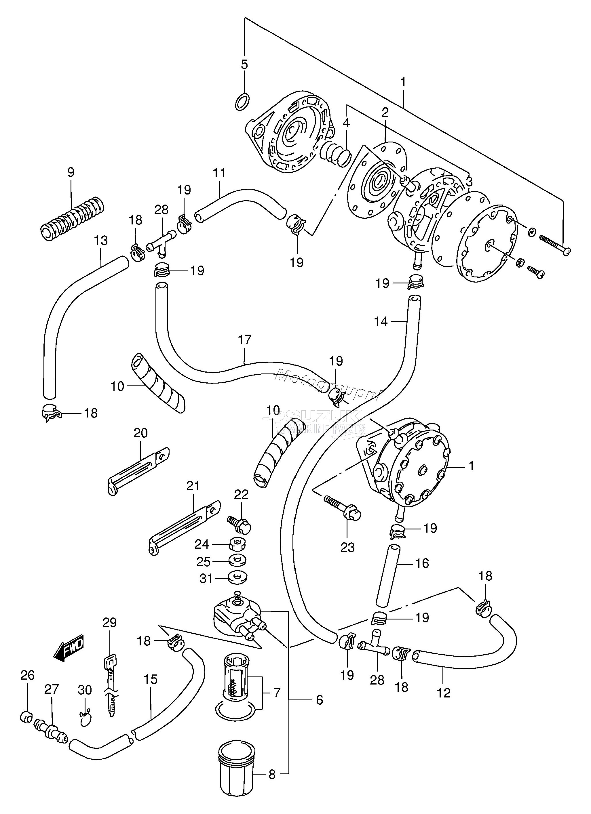 FUEL PUMP (DT200EPI /​ 150EPI /​ 225 MODEL:95~00)(*)