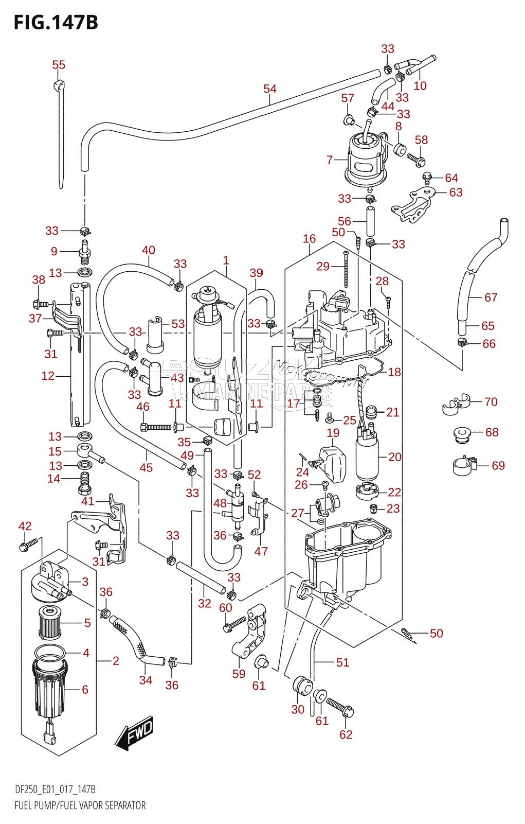 FUEL PUMP /​ FUEL VAPOR SEPARATOR (DF200T:E40)