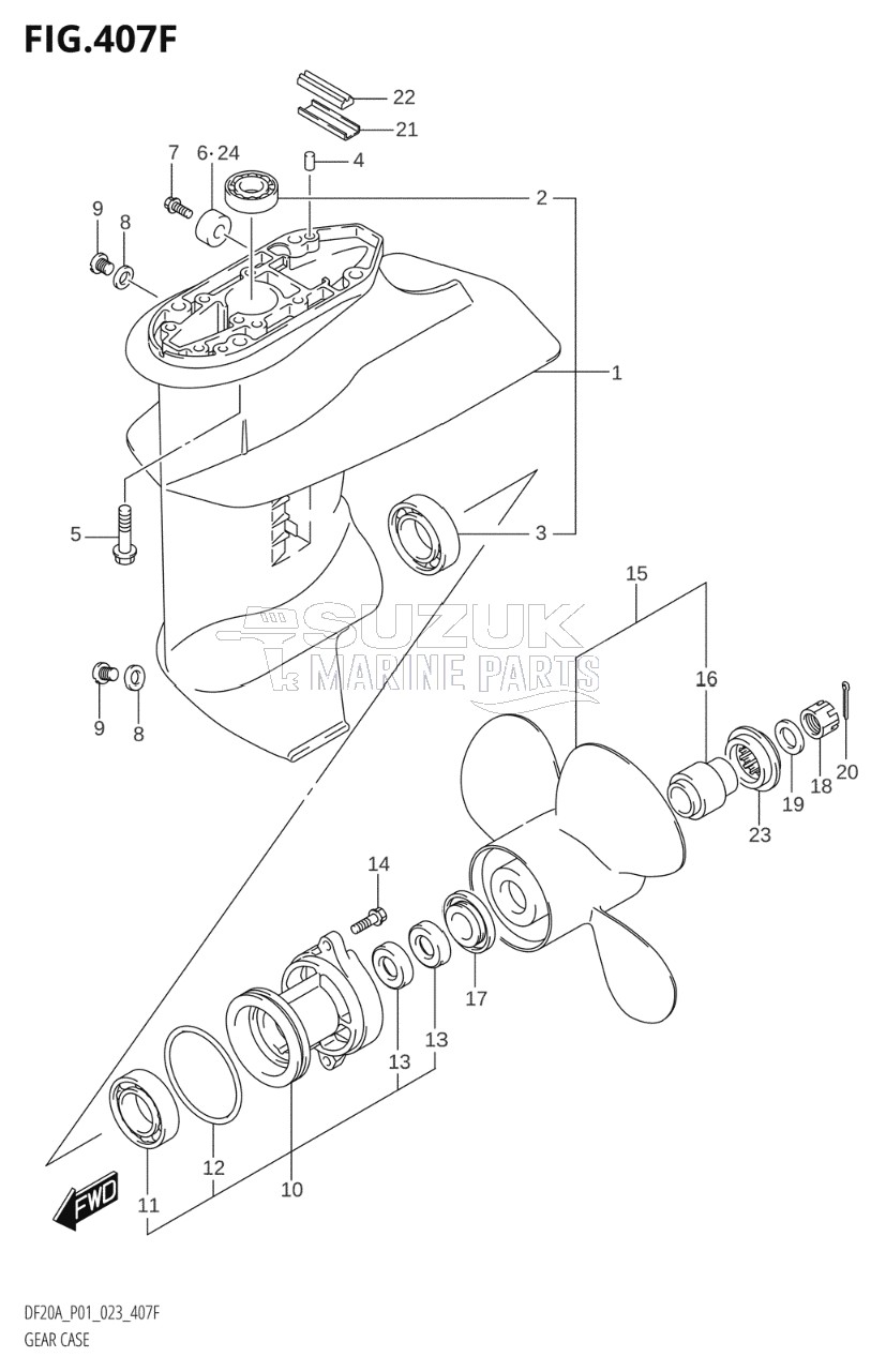 GEAR CASE (DF20A:P40:4 BLADE)