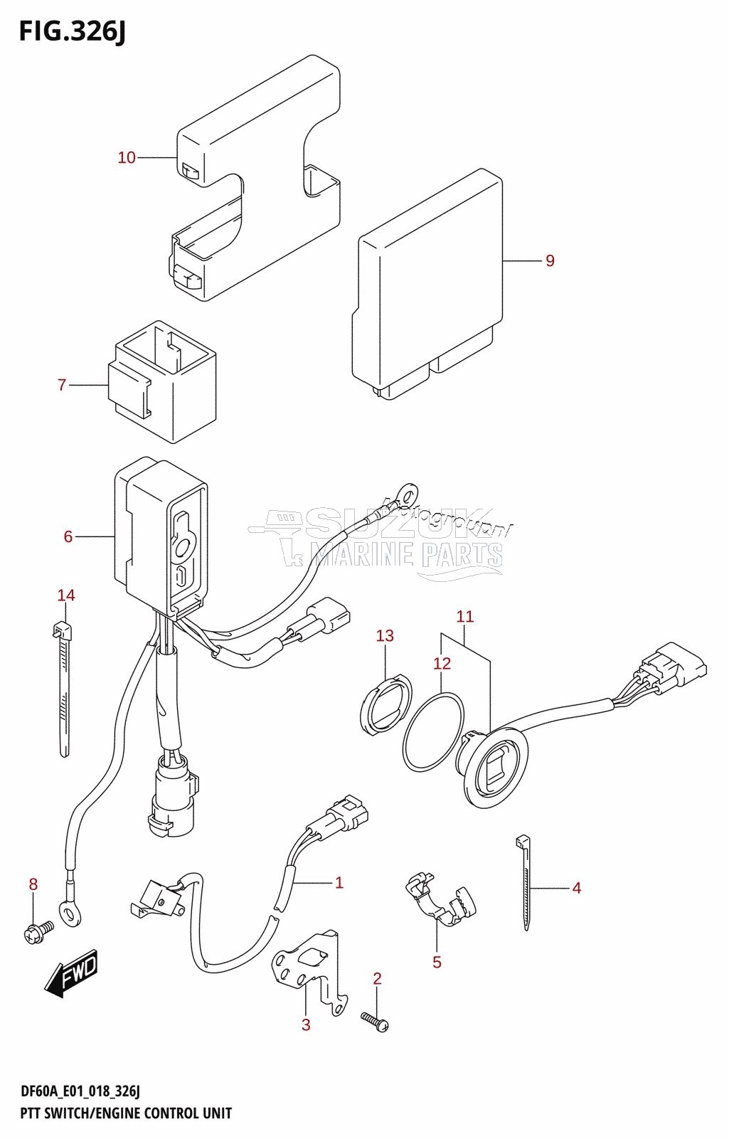 PTT SWITCH /​ ENGINE CONTROL UNIT (DF50AVT:E01,DF50AVTH:E01)