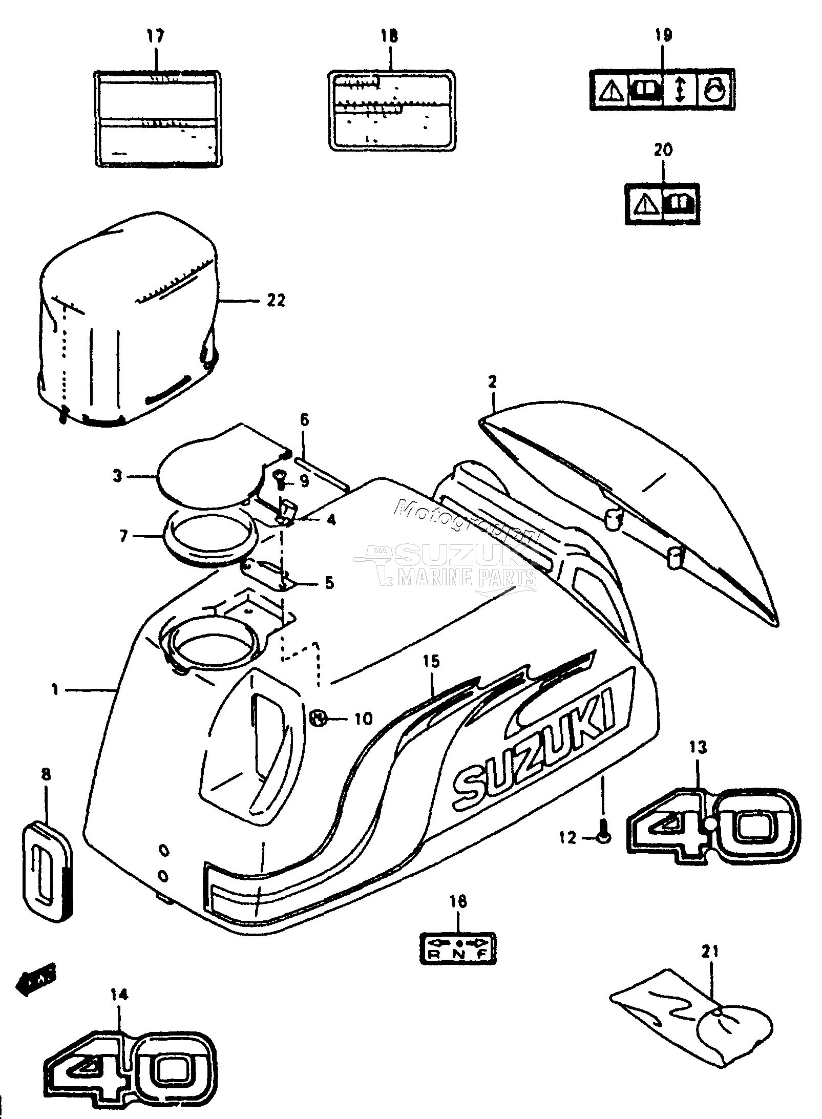 ENGINE COVER (DT40C,40TC,40RC /​ MODEL:97~99)