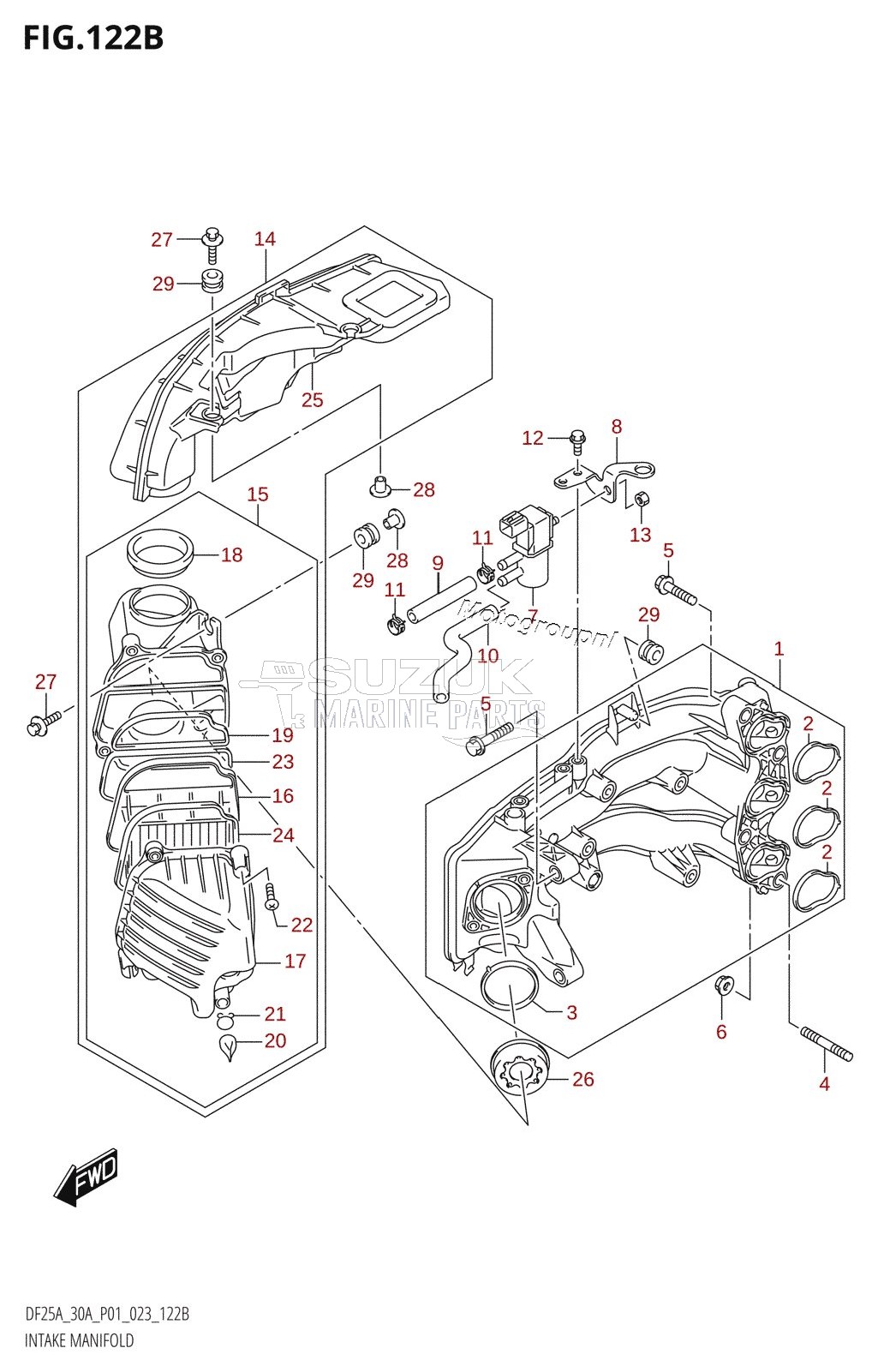 INTAKE MANIFOLD (021:(DF25A,DF25AR,DF25AT,DF25ATH),(022,023):(DF25A,DF25AT,DF25ATH))