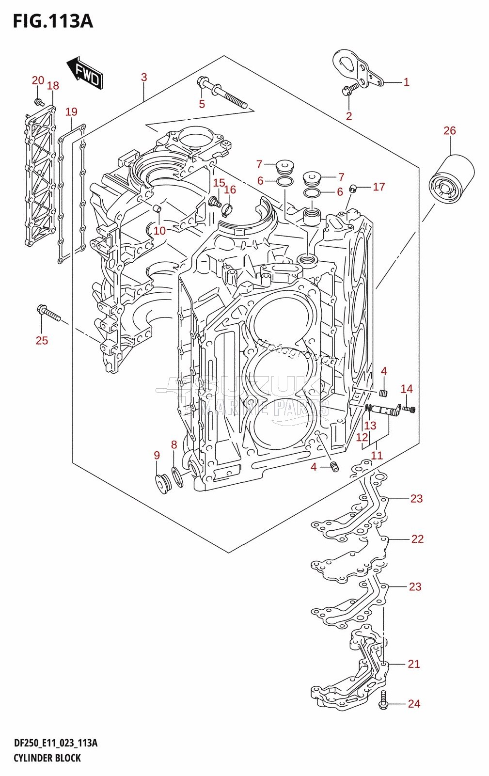 CYLINDER BLOCK (DF200T,DF200Z,DF225T,DF225Z,DF250T,DF250Z)