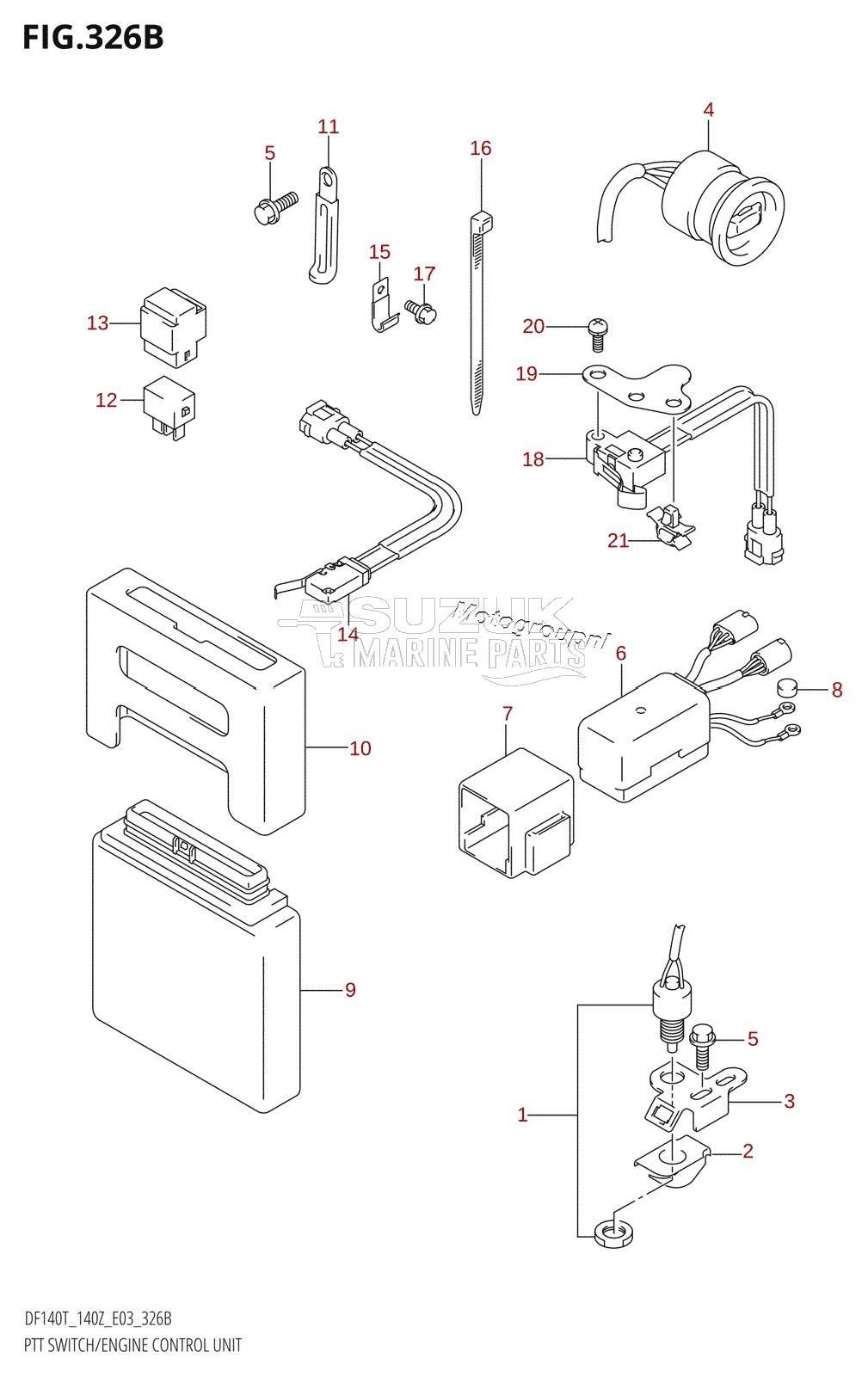 PTT SWITCH /​ ENGINE CONTROL UNIT (K4,K5,K6,K7,K8,K9,K10,011)