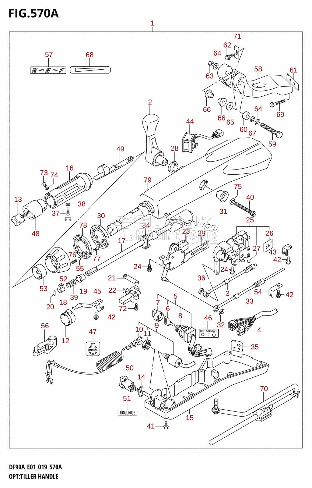 OPT:TILLER HANDLE (DF70A,DF80A,DF90A,DF100B)