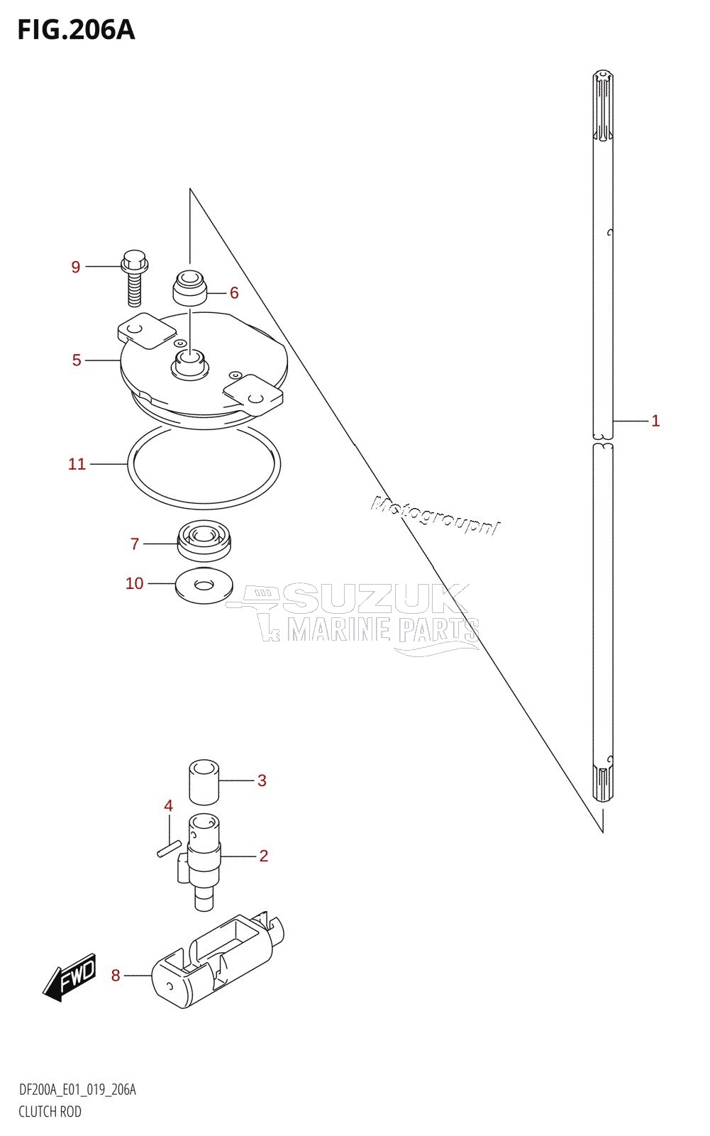 CLUTCH ROD (DF200AT,DF175AT,DF150AT,DF175AZ,DF150AZ)