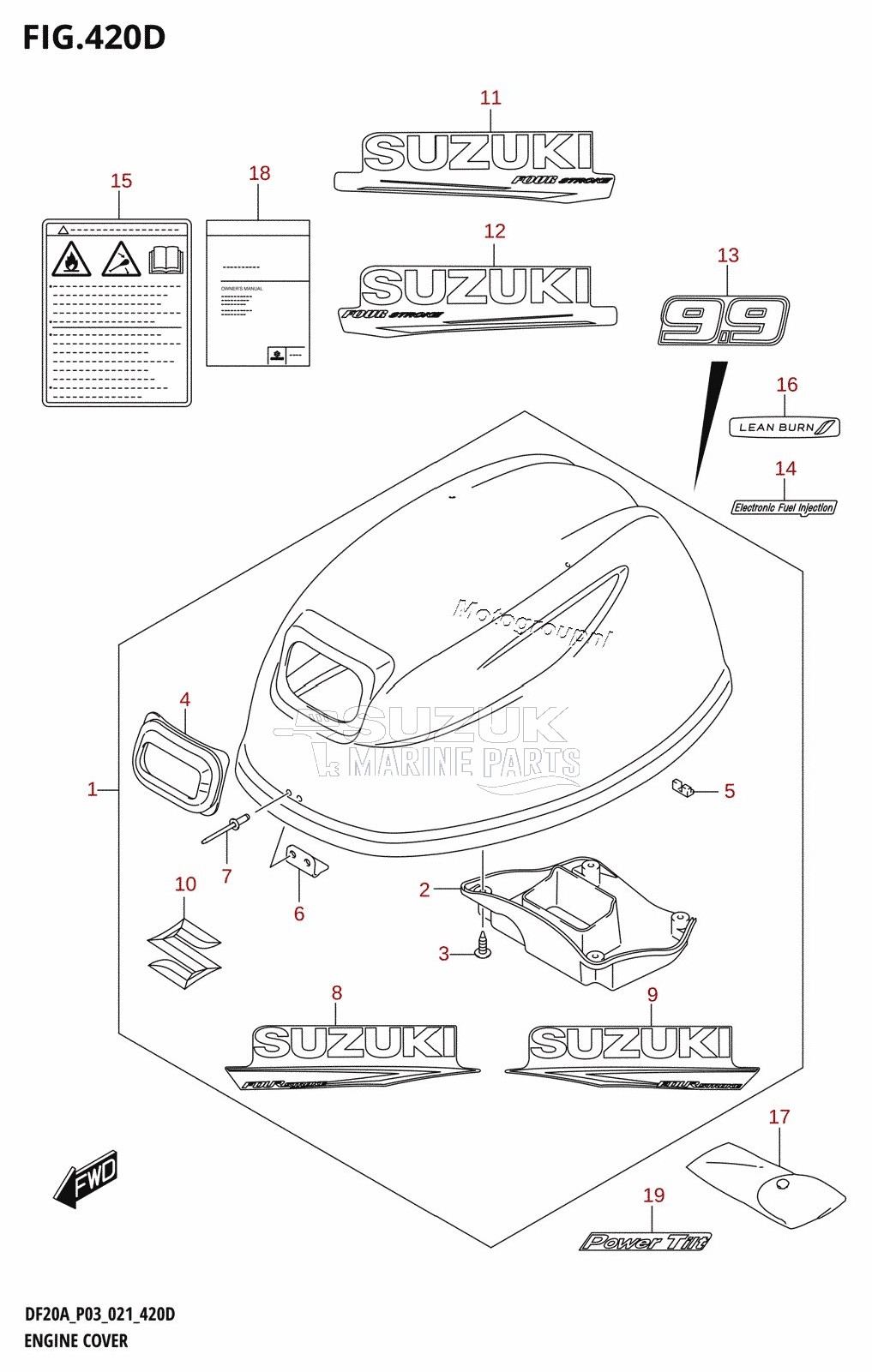 ENGINE COVER ((DF9.9BT,DF9.9BTH):020)