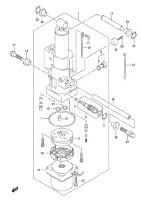 Outboard DF 20A drawing Tilt Cylinder Remote Control w/Power Tilt Tiller Handle w/Power Tilt