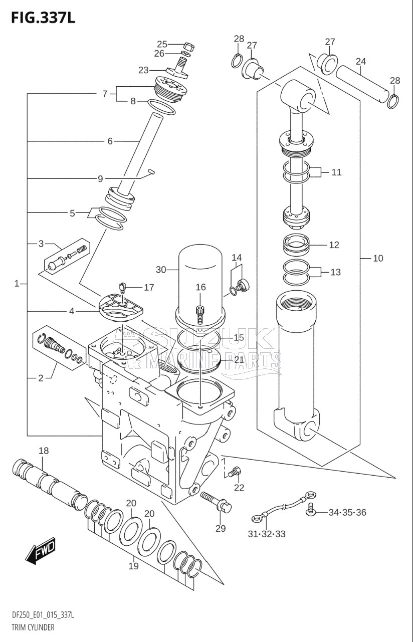 TRIM CYLINDER (DF250Z:E01:(X-TRANSOM,XX-TRANSOM))