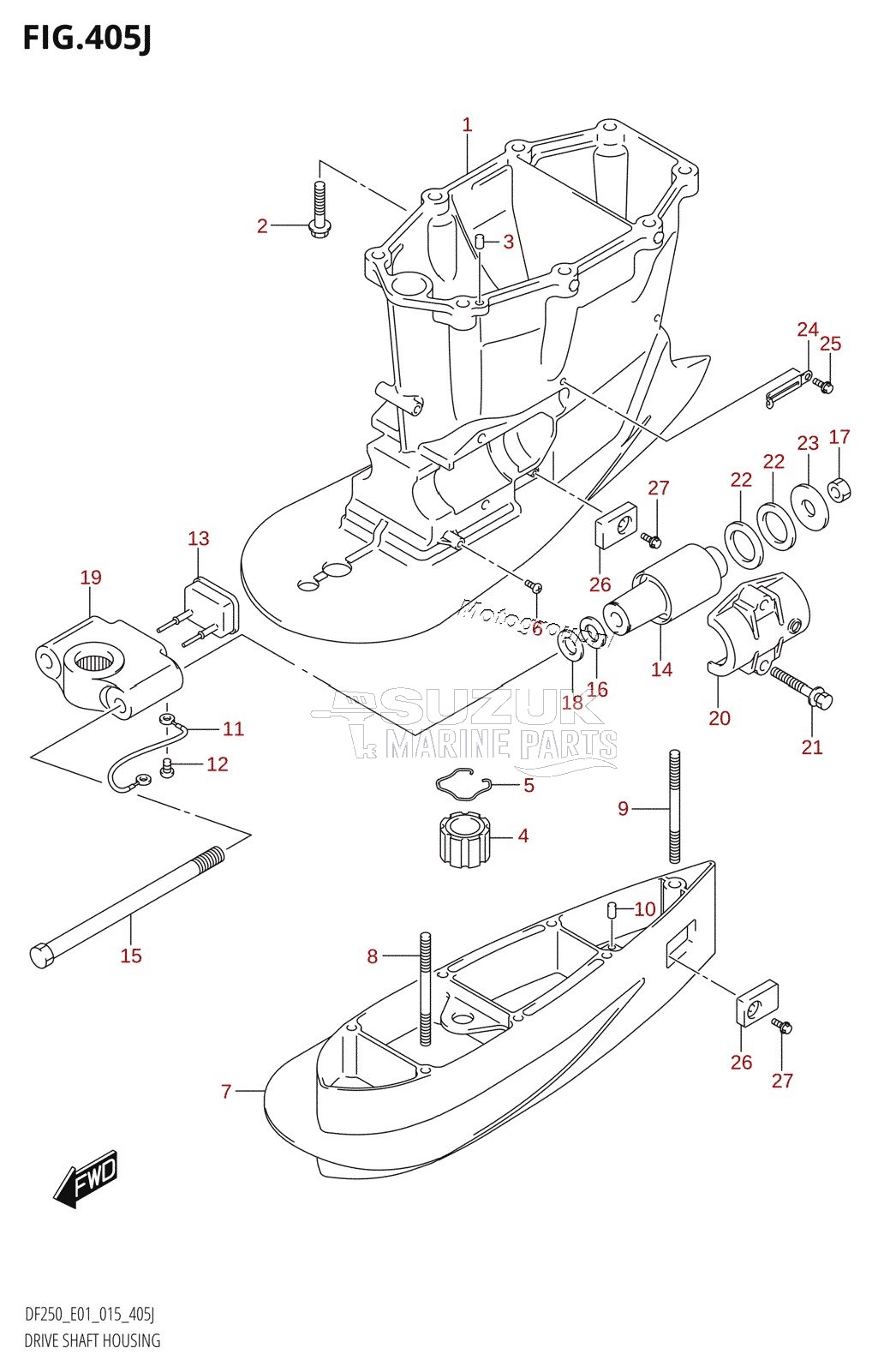 DRIVE SHAFT HOUSING (DF250T:E01:(X-TRANSOM,XX-TRANSOM))