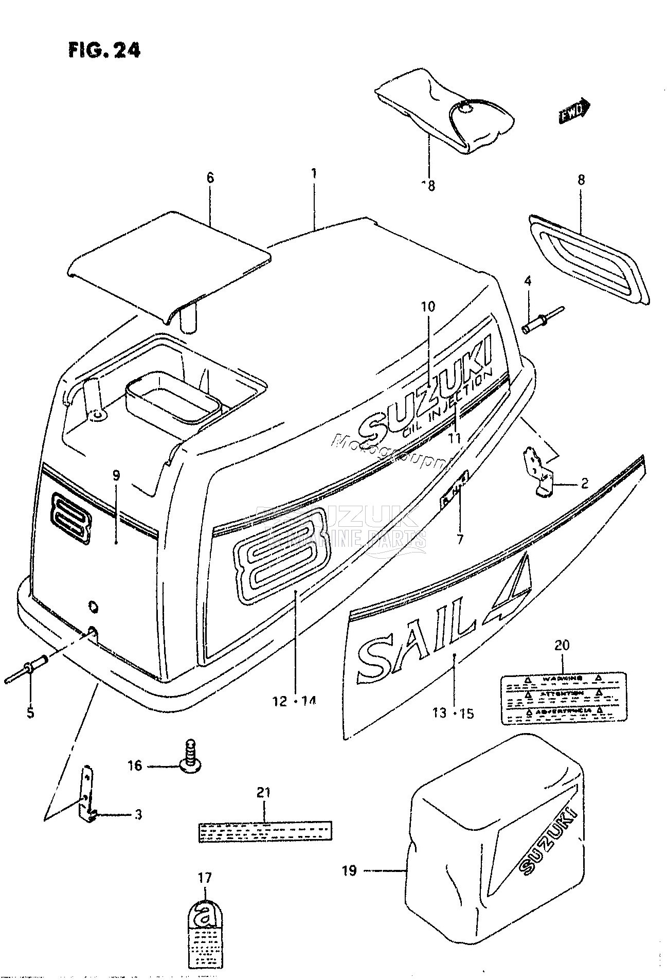 ENGINE COVER (DT8C /​ MODEL:89~93)