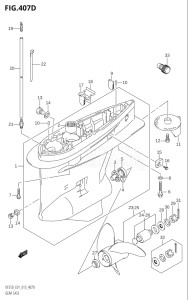 22503F-310001 (2013) 225hp E01 E40-Gen. Export 1 - Costa Rica (DF225T) DF225T drawing GEAR CASE (DF200Z:E40)