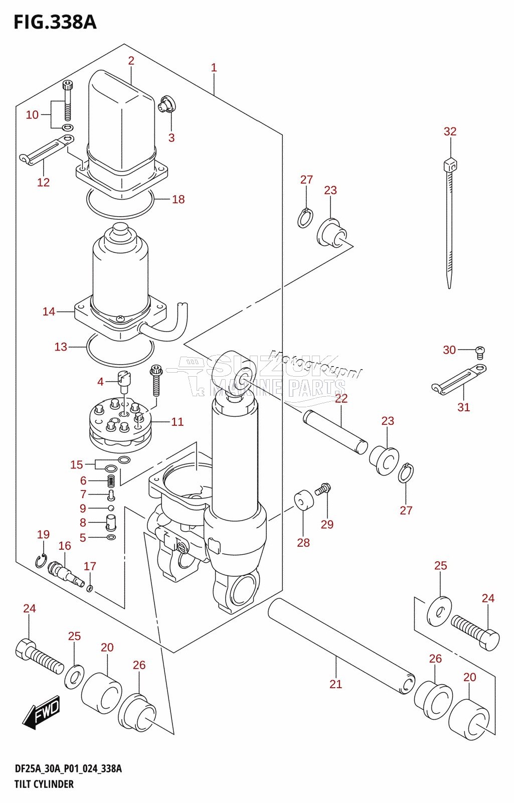 TILT CYLINDER (DF25AT,DF30AT,DF30ATH)