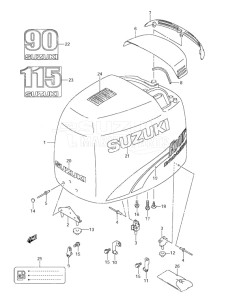 Outboard DF 90 drawing Engine Cover (2001 to 2002)