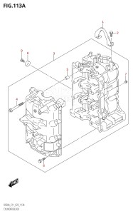 06002F-240001 (2022) 60hp E01 E40 E11-Gen. Export - Costa Rica (DF60AQH  DF60AQH  DF60AT  DF60AT  DF60ATH  DF60ATH) DF60A drawing CYLINDER BLOCK (020,021)