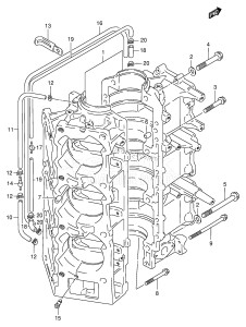 DT200 From 20001-030001 ()  2000 drawing CRANKCASE (DT200EPI /​ 150EPI /​ 225)(*)