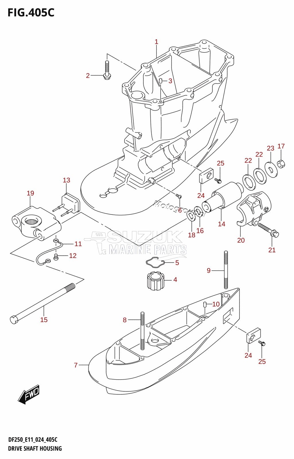 DRIVE SHAFT HOUSING ((DF200T,DF200Z,DF225T,DF225Z,DF250T,DF250Z):XX-TRANSOM:(E01,E11,E40))