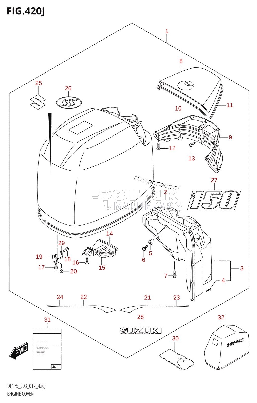 ENGINE COVER (DF150ST:E03)