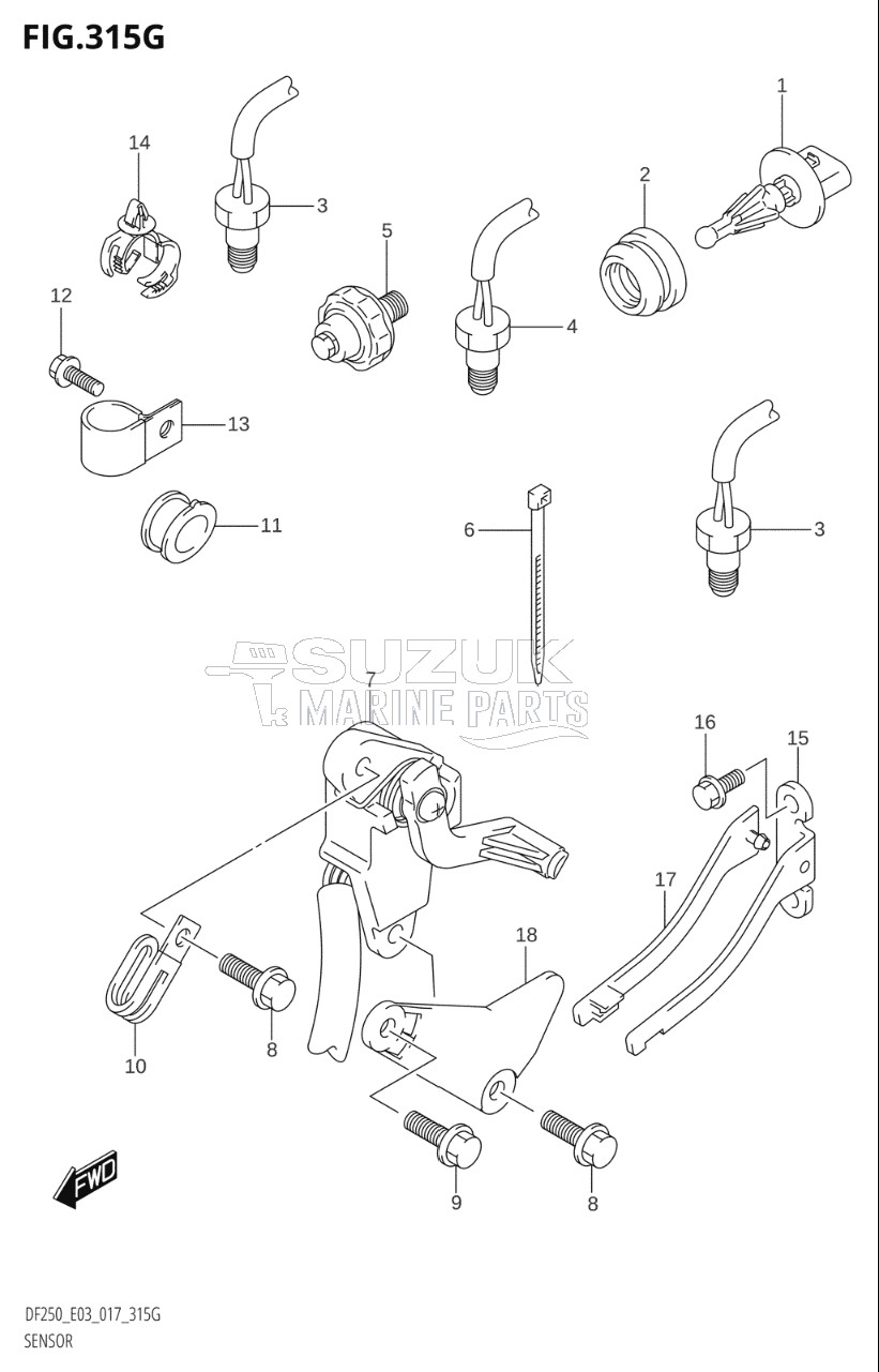 SENSOR (DF250ST:E03:L-TRANSOM)