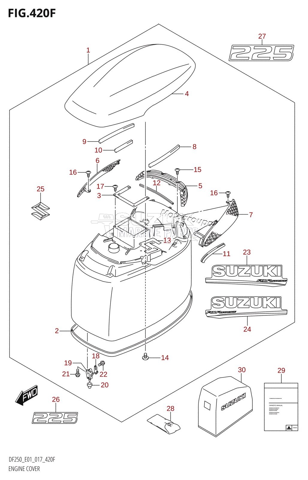 ENGINE COVER (DF225T:E01,DF225Z:E01)