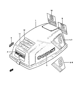 DT8 From 0801-200001 ()  1989 drawing ENGINE COVER 1