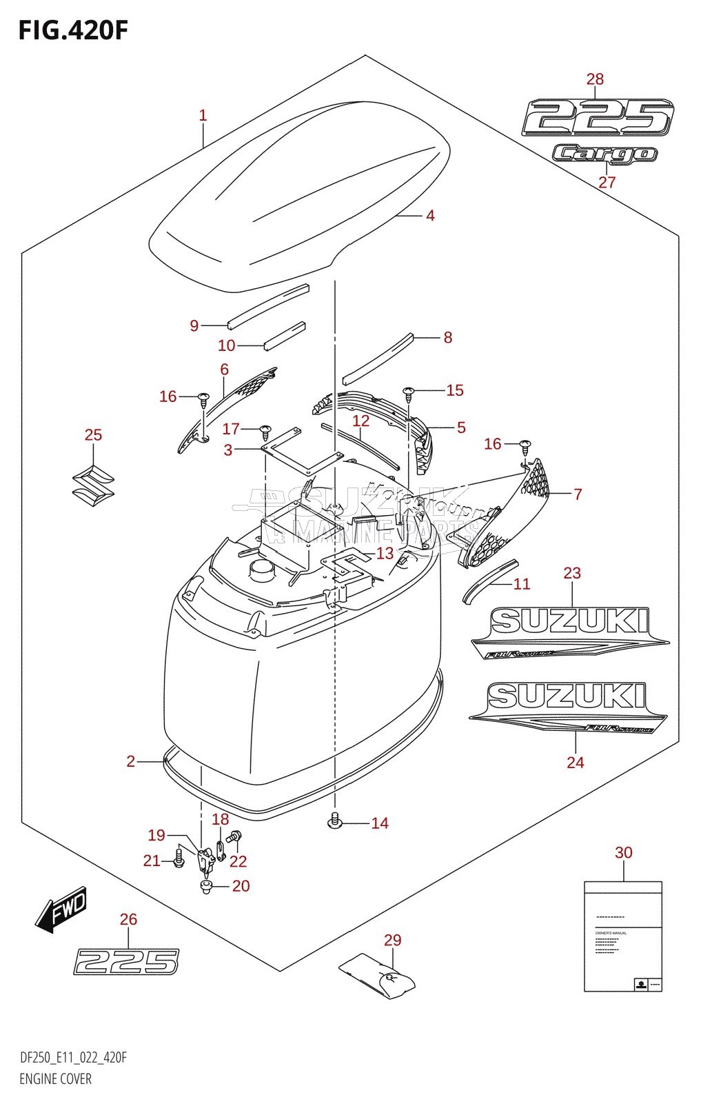 ENGINE COVER ((DF225T,DF225Z):022)