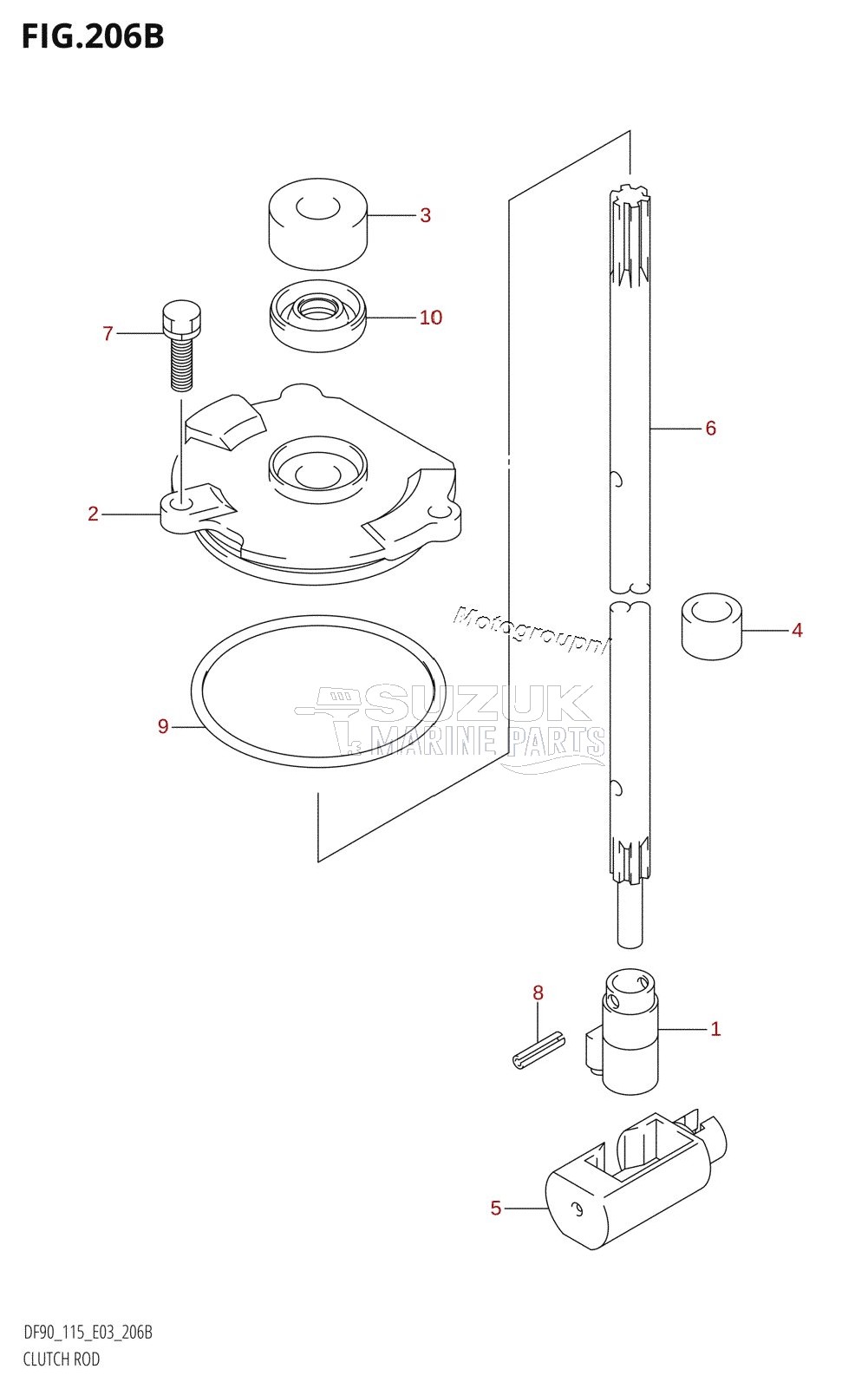 CLUTCH ROD ((DF90T,DF115T):(K6,K7,K8,K9,K10,011),DF100T)