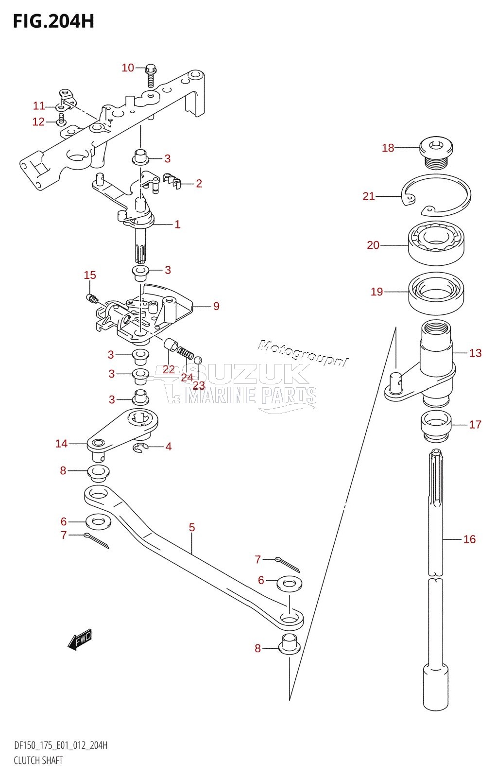 CLUTCH SHAFT (DF175Z:E40)