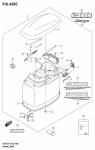 DF250Z From 25003Z-040001 (E01 E11 E40)  2020 drawing ENGINE COVER ((DF200T,DF200Z):(022,023))