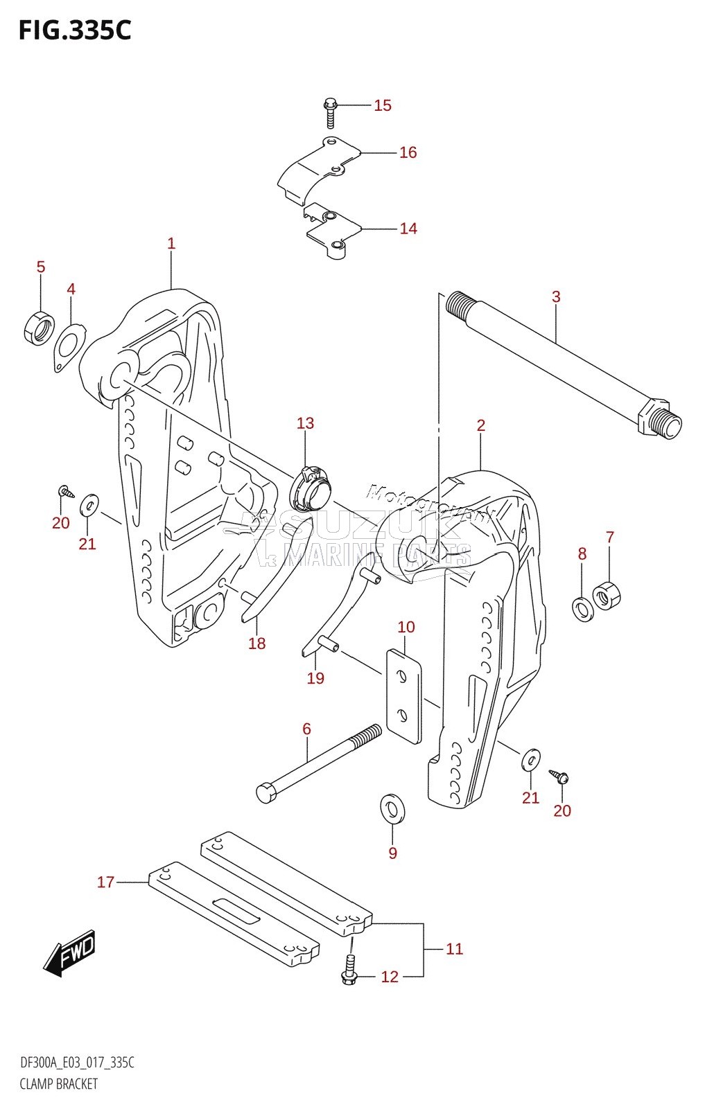 CLAMP BRACKET (DF300A:E03:L-TRANSOM)