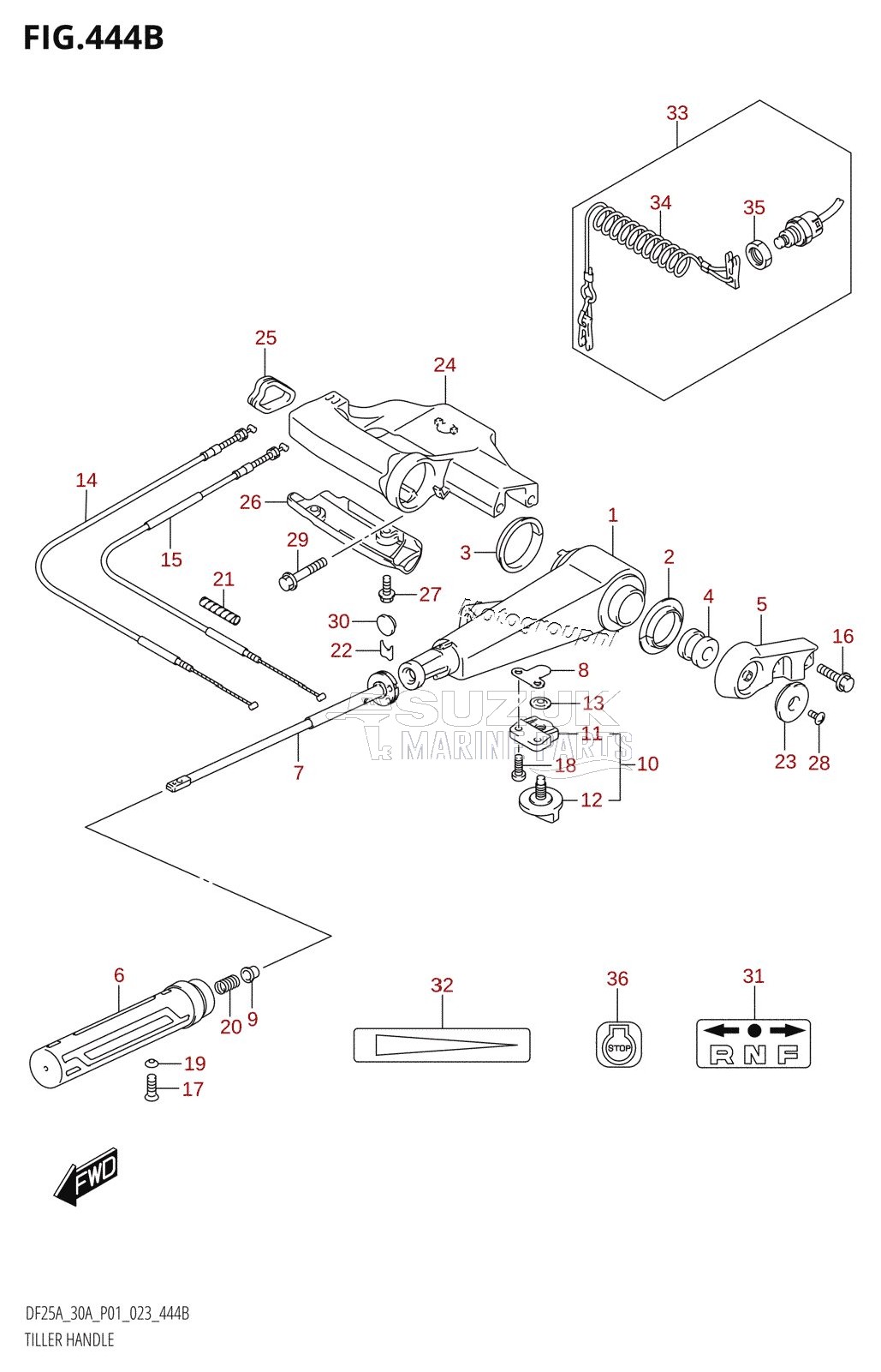 TILLER HANDLE (DF25ATH,DF30A,DF30ATH)